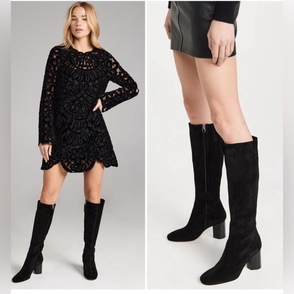 Aeyde Suede Black Knee-High Boots Size 36 - Picture 2 of 5